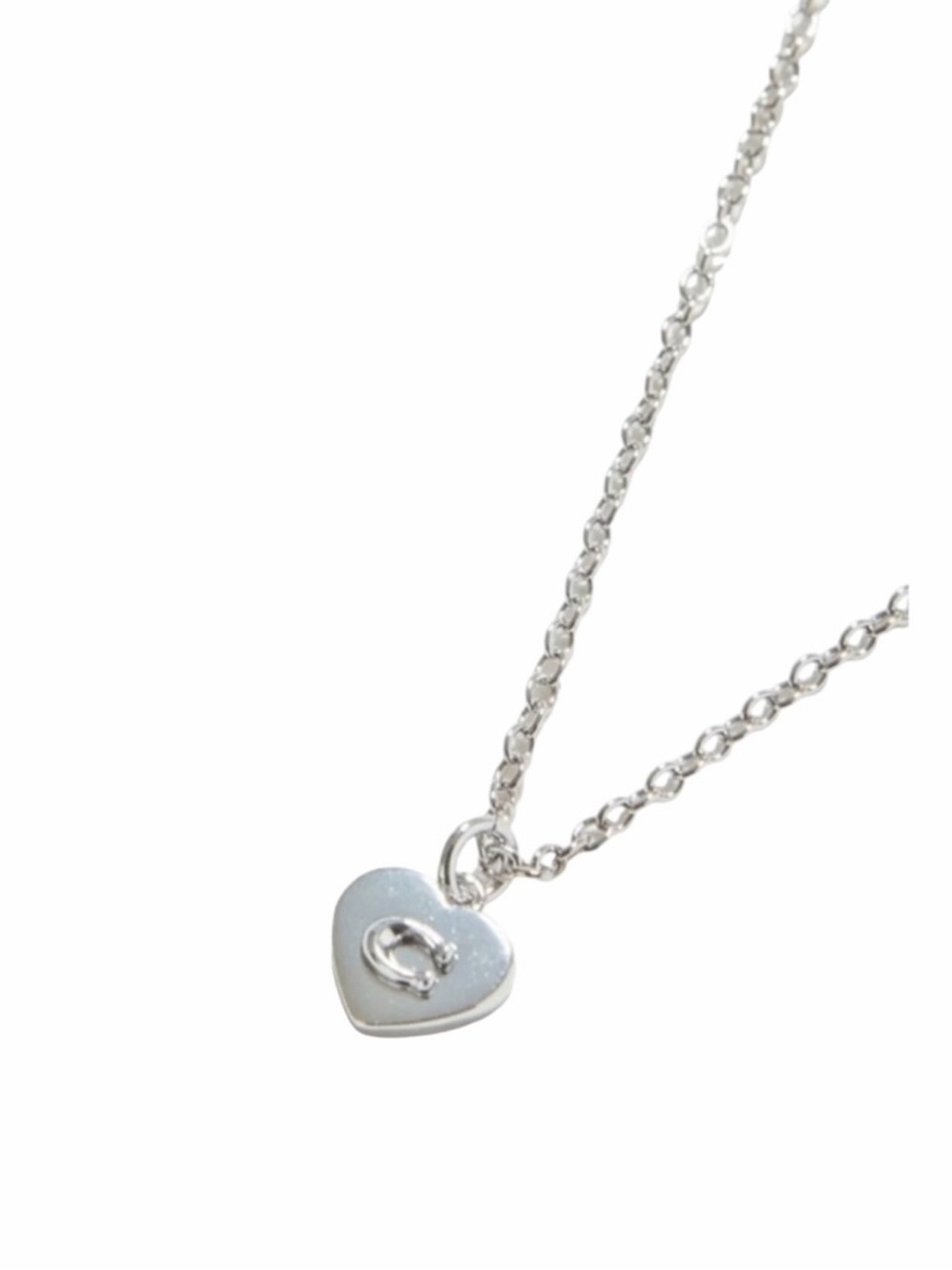 Coach Heart Pendant Necklace Silver New